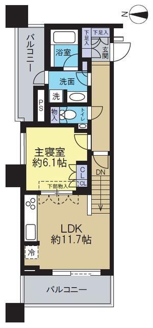 ブリリアタワー東京(1LDK/6階)の間取り写真