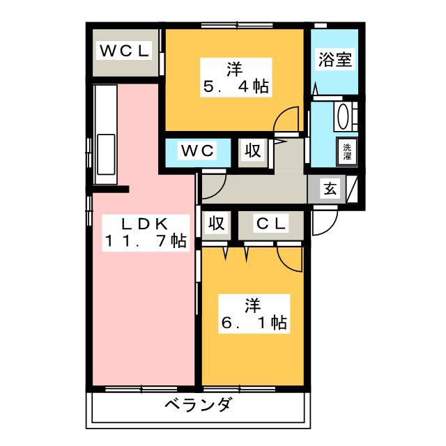 レグルス A(2LDK/1階)の間取り写真