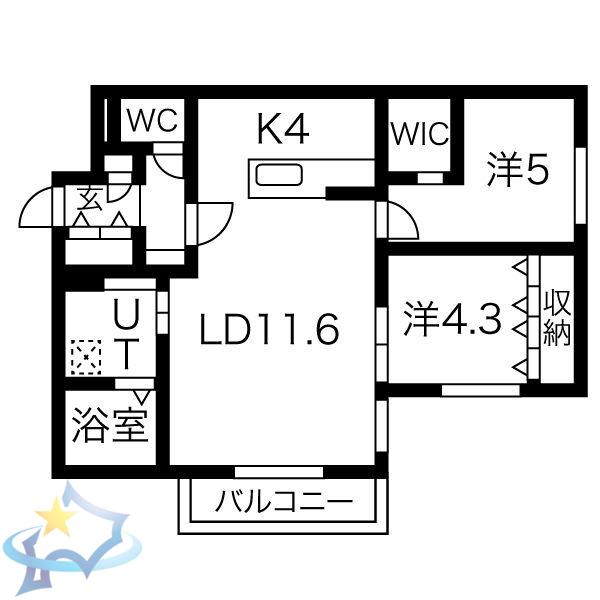 CROSSBELL524(2LDK/3階)の間取り写真