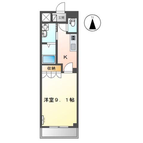 ダイヤモンドヒルズ(1K/2階)の間取り写真