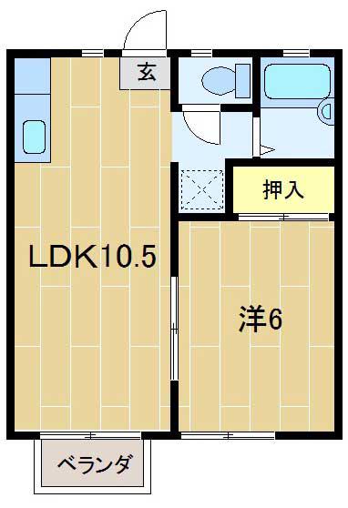 ミントフラット(1LDK/2階)の間取り写真