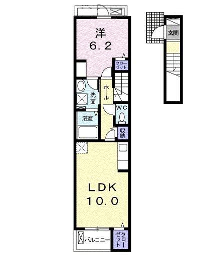 マイ キャッスル 新栄(1LDK/2階)の間取り写真