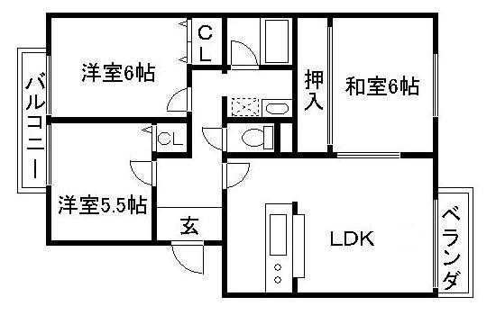 エーリーYM(3LDK/1階)の間取り写真