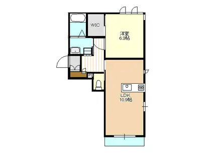 ベレオ新橋(1LDK/1階)の間取り写真