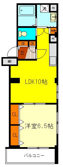 メテオ国分寺(1LDK/1階)の間取り写真