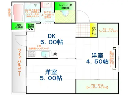 WATARASE DANCHI A(2DK/3階)の間取り写真