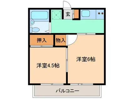 メゾン宮(2K/1階)の間取り写真