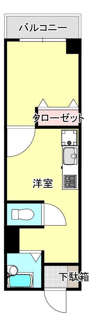 カーサ駒場(1DK/2階)の間取り写真