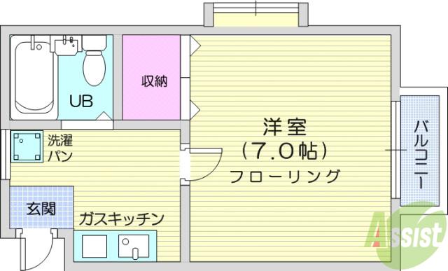 モアクレスト柏木(1K/2階)の間取り写真