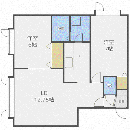 ヴィレッジ壱番館(2LDK/3階)の間取り写真