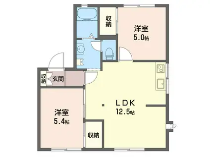 サンモールD(2LDK/1階)の間取り写真