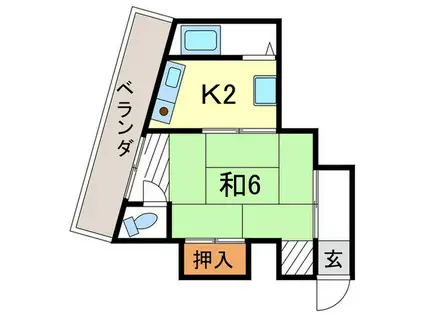 芦屋川マンション(1K/3階)の間取り写真