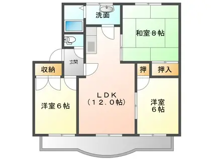セゾンエスポワールA(3LDK/1階)の間取り写真