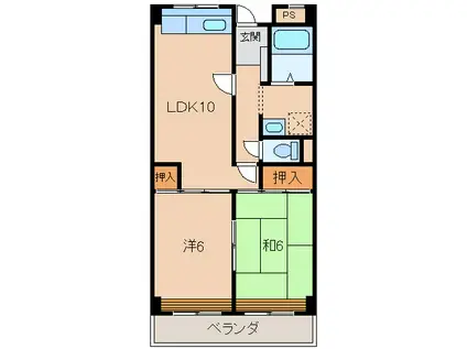 マンションニューハマⅠ(2LDK/4階)の間取り写真