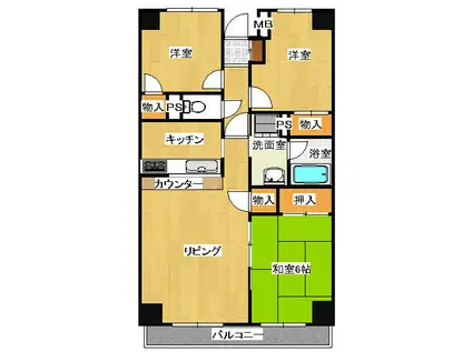 カーサ・フィヨーレ1(3LDK/2階)の間取り写真