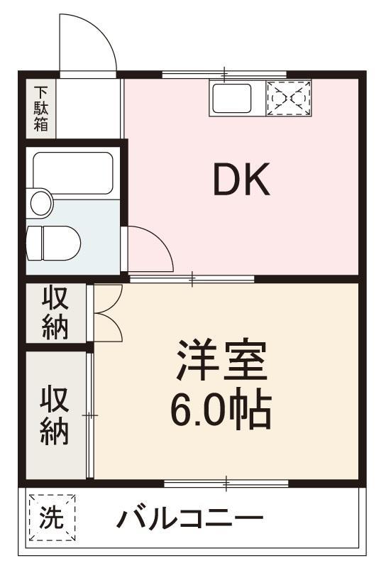 コーポフジタ(1DK/1階)の間取り写真