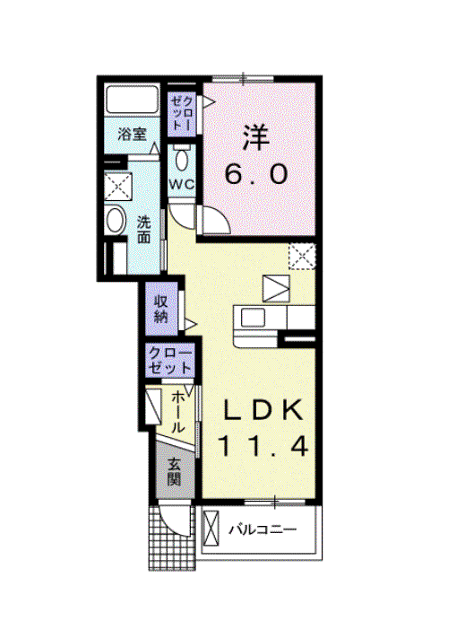 PONDII (1LDK/1階)の間取り写真