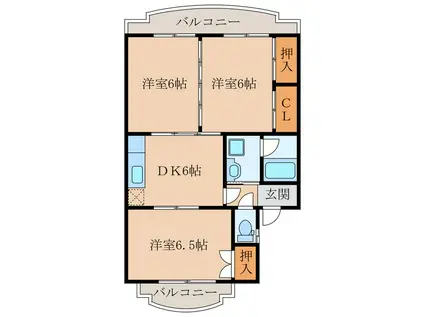 サンティーヌ新生(3DK/1階)の間取り写真