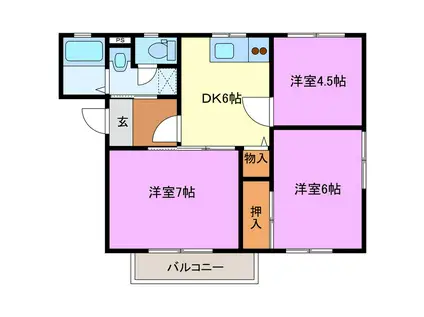 コーポフォーチュン B(3DK/2階)の間取り写真