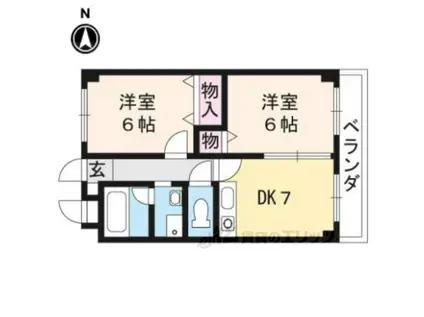 クオーレ名木(2DK/1階)の間取り写真