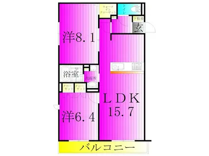 インフィニット カンワ(2LDK/3階)の間取り写真