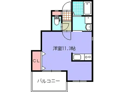 モイドーム清水II(ワンルーム/2階)の間取り写真