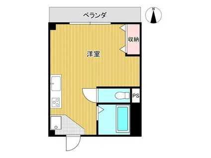 アマデウス(ワンルーム/2階)の間取り写真