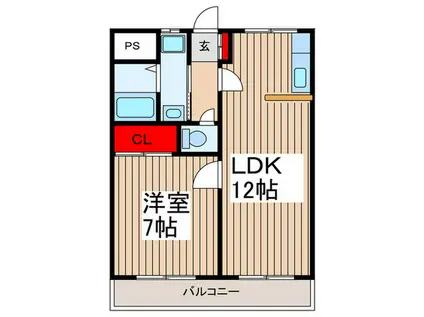 第五井上マンション(1LDK/2階)の間取り写真