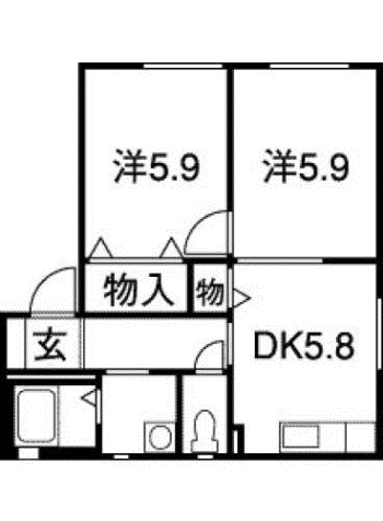 高木一番館G棟(2DK/1階)の間取り写真