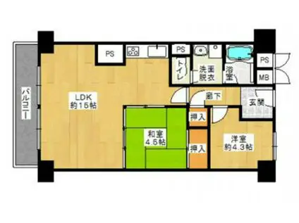 野田パークマンション(2DK/8階)の間取り写真