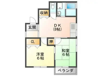 コーポカトウ(2DK/3階)の間取り写真