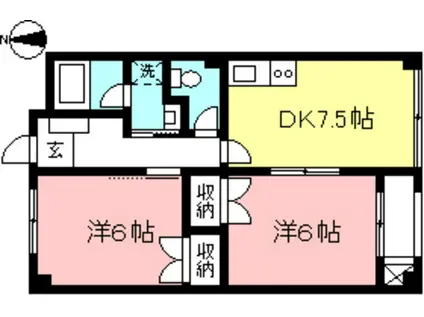 S・S・K桜丘(2DK/2階)の間取り写真