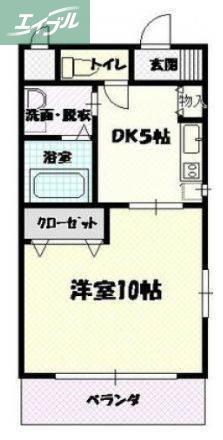 コザックス(1DK/4階)の間取り写真