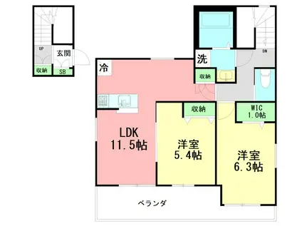 亀井野メゾン(2LDK/2階)の間取り写真