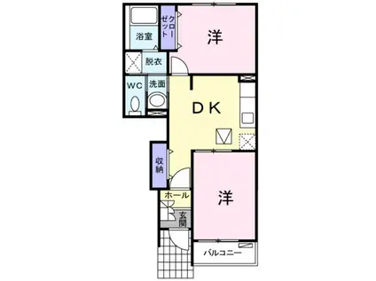 ブルックサイド七島Ⅱ(2DK/1階)の間取り写真