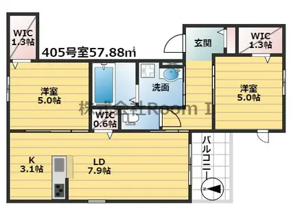 城東区古市3丁目へーベルメゾン・旭化成ヘーベルメゾンHEBEL(2LDK/4階)の間取り写真