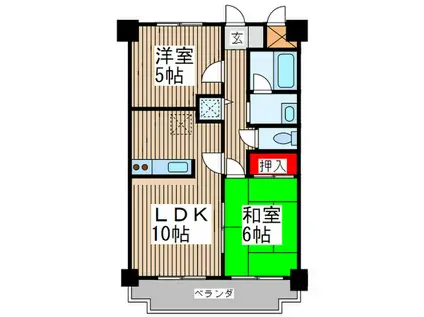 ヒルズ南浦和(2LDK/1階)の間取り写真