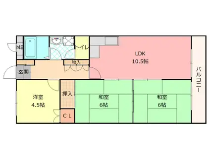 ベルエポック志紀(3LDK/2階)の間取り写真