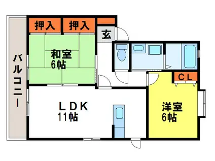 サンハイツ大曲A棟(2LDK/2階)の間取り写真