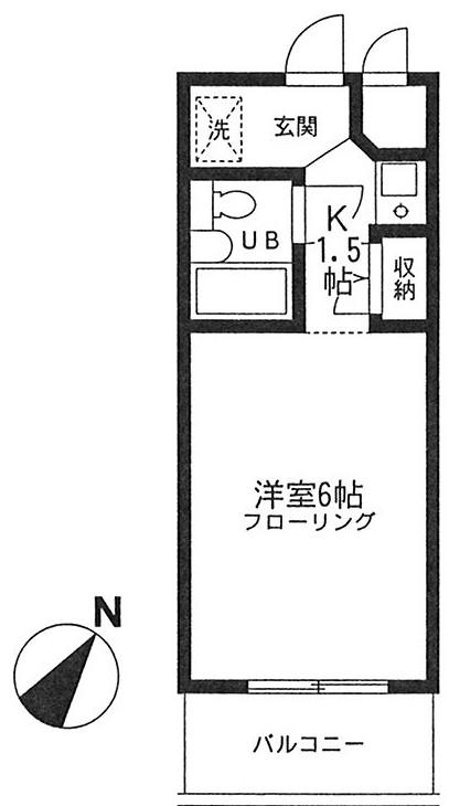 サンシティー田名(1K/2階)の間取り写真
