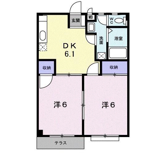 リバーサイドMY(2DK/1階)の間取り写真