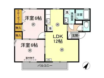 ぷらむハイツA棟(2LDK/1階)の間取り写真