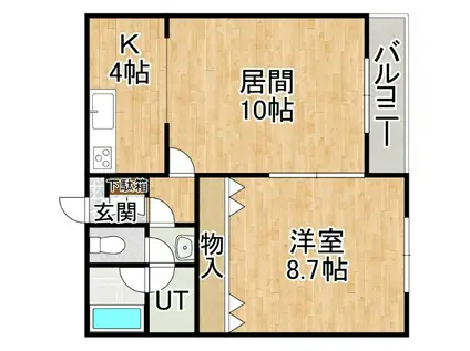 あかつきニュータウンA棟(1LDK/3階)の間取り写真