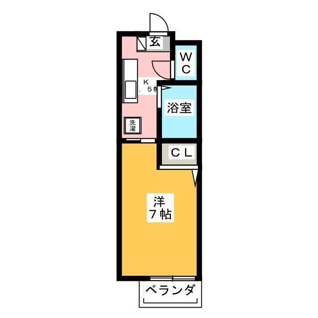 カーサB&C(ワンルーム/2階)の間取り写真