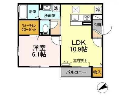 モッペル(1LDK/1階)の間取り写真