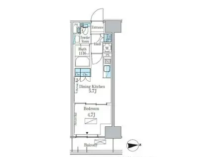 パークアクシス新宿百人町(1DK/2階)の間取り写真