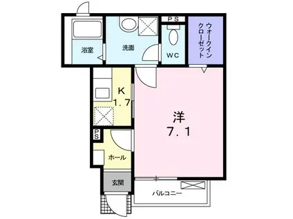 ディアイースト(1K/1階)の間取り写真