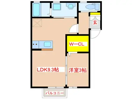 LUCE時吉(1LDK/1階)の間取り写真