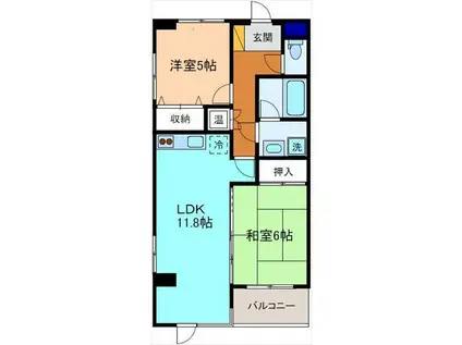 パークプラザ元菊(2LDK/2階)の間取り写真