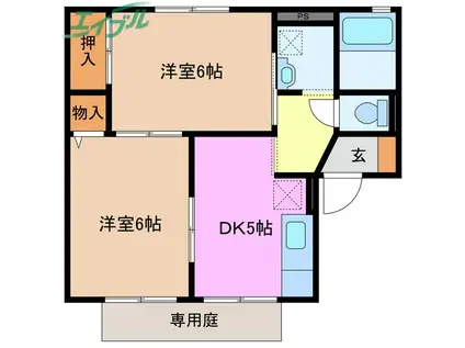 グレースハイム(2K/1階)の間取り写真